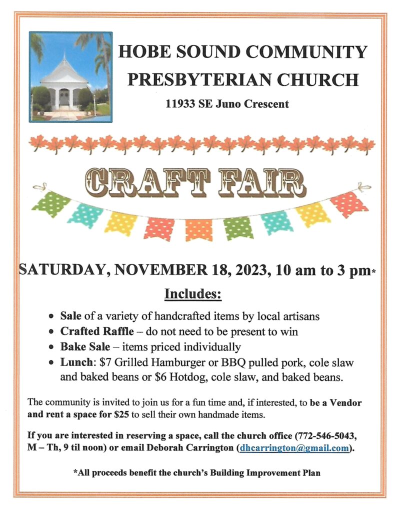 Craft Fair Hobe Sound Community Presbyterian Church